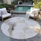 Homeroots 8' Beige Ivory And Taupe Round Abstract Washable Indoor Outdoor Area Rug 582658 - alternate 3