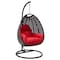 Leisuremod Charcoal Wicker Hanging Egg Swing Chair with Red Cushions ESCCH-40R - alternate 1