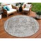 Homeroots 8' Chocolate Round Oriental Washable Indoor Outdoor Area Rug 607598 - alternate 1