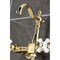 Kingston Brass Two-Handle Wall Mount Bridge Kitchen Faucet with Brass Sprayer, Polished Brass KS2442PXBS - alternate 3