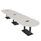 Skutchi Designs Racetrack Conference Table With Power, 48 in W, 192 in L, Ivory HAR-RAC-48X192-DOU.BK-K458-EBLK - alternate 1