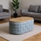 Homeroots 41" Natural and Blue Wood And Woven Fabric Oval Coffee Table 572277 - alternate 1