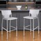 Homeroots Set of Two 29" White and Silver Metal and Faux Leather Low Back Bar Height Bar Chairs, 2PK 555056 - alternate 2