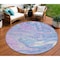 Homeroots 8' Sky Blue Lavender And Ivory Round Abstract Washable Indoor Outdoor Area Rug 602673 - alternate 1