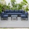Leisuremod Chelsea 7-Piece Patio Sectional And Coffee Table Set Black Aluminum With Blue Cushions CSTBL-7BU - alternate 3