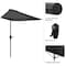 Pure Garden Half Umbrella Outdoor Patio Shade 9 ft Patio Umbrella w/ Easy Crank Small Canopy 50-LG1422 - alternate 3