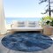 Homeroots 8' Navy Blue And Sky Blue Round Abstract Washable Indoor Outdoor Area Rug 587124 - alternate 2