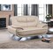 Homeroots 64in Beige And Silver Faux Leather Love Seat 329460 - alternate 2