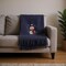 Homeroots 55" X 70" Navy BlueCotton Blend Woven Snowman Embroidered Throw Blanket with Fringe 713576 - alternate 2