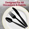 Smarty Had A Party Black Disposable Plastic Cutlery Set - Spoons, Forks and Knives (1000 Guests), 3000PK 420S-BKCS-CASE - alternate 2