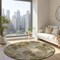 Homeroots 8' Taupe Beige And Gray Round Abstract Washable Indoor Outdoor Area Rug 577687 - alternate 2