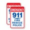 Signmission Emergency 911 Fire Rescue Police, 18'' X 24'' 2 Signs, Heavy Gauge Aluminum, 2PK A-1824-2PACK-2650 - alternate 1