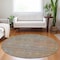 Homeroots 8' Gray Charcoal And Orange Round Abstract Washable Indoor Outdoor Area Rug 588926 - alternate 2
