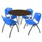 Regency Round Kahlo Breakroom Table W/ 4 M Stack Chairs, 48 in W, 48 in L, Neo Walnut TPL48RNDNWCM47BK - alternate 1