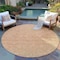 Homeroots 8' Salmon Round Floral Washable Indoor Outdoor Area Rug 607382 - alternate 4