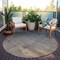 Homeroots 8' Taupe And Gray Round Ombre Washable Indoor Outdoor Area Rug 563705 - alternate 2