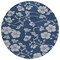 Homeroots 8' Navy Blue And Gray Round Floral Washable Indoor Outdoor Area Rug 600026 - alternate 4