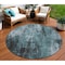 Homeroots 8' Teal Blue Gray And Ivory Round Abstract Washable Indoor Outdoor Area Rug 617670 - alternate 1
