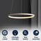 Jonathan Y Brice 15.75" Modern Contemporary Metal Round Dimmable Integrated LED Pendant, Beige JYL7202H - alternate 4