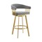 Homeroots 30" Gray and Gold Fabric and Stainless Steel Low Back Bar Height Swivel Bar Chair 569149 - alternate 2