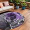 Homeroots 8' Round Gray and Purple Round Abstract Washable Non Skid Indoor Outdoor Area Rug 559474 - alternate 1