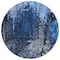 Homeroots 8' Navy Blue And Denim Blue Round Abstract Washable Indoor Outdoor Area Rug 577231 - alternate 2