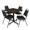 Regency Square Kobe Breakroom Table W/ 4 Restaurant Stack Chairs, 30 in W, 30 in L, Neo Walnut TKB3030NW29BK - alternate 1