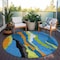 Homeroots 8' Denim Blue Copper And Green Round Abstract Washable Indoor Outdoor Area Rug 600962 - alternate 4
