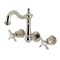 Kingston Brass Double-Handle Wall Mount Bathroom Faucet, Polished Nickel KS1256BEX - alternate 1