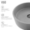 Vigo Palermo Gothic Gray Concreto Stone 15 in. L x 15 in. W x 5 in. H Round Vessel Bathroom Sink VG04061 - alternate 3