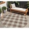Homeroots 8' Brown And Beige Round Plaid Washable Indoor Outdoor Area Rug 595381 - alternate 1