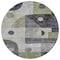 Homeroots 8' Artichoke Green Gray And Charcoal Round Geometric Washable Indoor Outdoor Area Rug 604392 - alternate 3