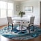Homeroots 8' Teal Blue And Navy Blue Round Nautical Washable Indoor Outdoor Area Rug 581511 - alternate 2