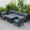 Leisuremod Chelsea 7-Piece Patio Sectional And Fire Pit Table Black Aluminum With Cushions, Black CSFBL-7BL - alternate 3