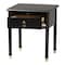 Baxton Studio Tamra Black Wood Nightstand with Pullout Shelf - Modern Bedside Table with Metallic Accents 264-14387-ZORO - alternate 3