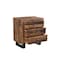 Homeroots 30" Dark Brown Solid Wood Distressed Three Drawer Nightstand 521225 - alternate 4