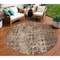 Homeroots 8' Chocolate Round Ikat Washable Indoor Outdoor Area Rug 576985 - alternate 1