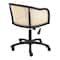 Homeroots Beige and Black Solid Wood Steel And Cane Rattan Adjustable Swivel Rolling Office Chair 558360 - alternate 3