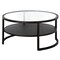 Homeroots 34" Black Glass And Steel Round Coffee Table With Shelf 520953 - alternate 2