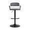Homeroots Gray and Black Faux Leather with Metal Swivel Low Back Adjustable Height Bar Chair 534446 - alternate 3