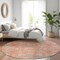 Homeroots 8' Coral Charcoal And Gray Round Floral Washable Indoor Outdoor Area Rug 605469 - alternate 4