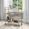 Homeroots Brass Steel And Glass Rolling Bar Cart 530450 - alternate 3