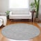 Homeroots 8' Gray And Ivory Round Geometric Washable Indoor Outdoor Area Rug 602379 - alternate 2