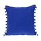 Homeroots 18" Blue and White Weave Cotton Throw Pillow With Pom Poms 529303 - alternate 2