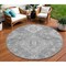 Homeroots 8' Gray And Ivory Round Medallion Washable Indoor Outdoor Area Rug 589040 - alternate 1