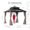 Sunjoy Kingston 10x10 Gazebo with Metal Roof, Curtain, and Netting - Woodgrain Aluminum Posts A10204362000 - alternate 4