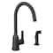 Peerless Ezra Single-Handle Kitchen Faucet with Spray Matte Black P1971LF-BL - alternate 2