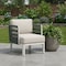 Homeroots 27" Green And White Aluminum Outdoor Accent Chair with White Cushion 668768 - alternate 3