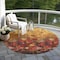 Homeroots 8' Gold Red And Brown Round Floral Washable Indoor Outdoor Area Rug 597059 - alternate 2