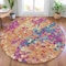 Homeroots 8' Blush Orange And Teal Blue Round Abstract Washable Indoor Outdoor Area Rug 631983 - alternate 3